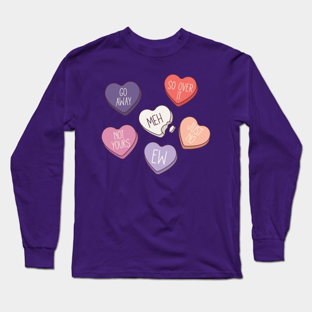 Anti Valentine's Day Conversation Hearts Long Sleeve T-Shirt by Erin Decker Creative